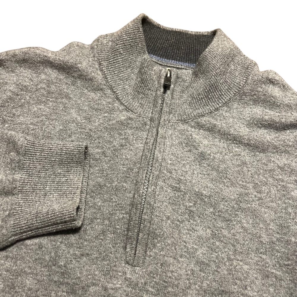 Faherty Brand Men's Grey Quarter Zip Pullover Sweater Size XL Cotton Blend
